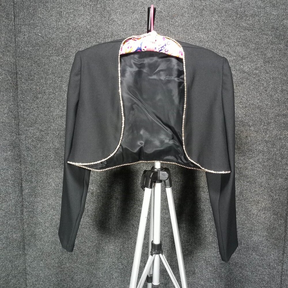 1970's Black Rayon Bolero with Rhinestone Trim